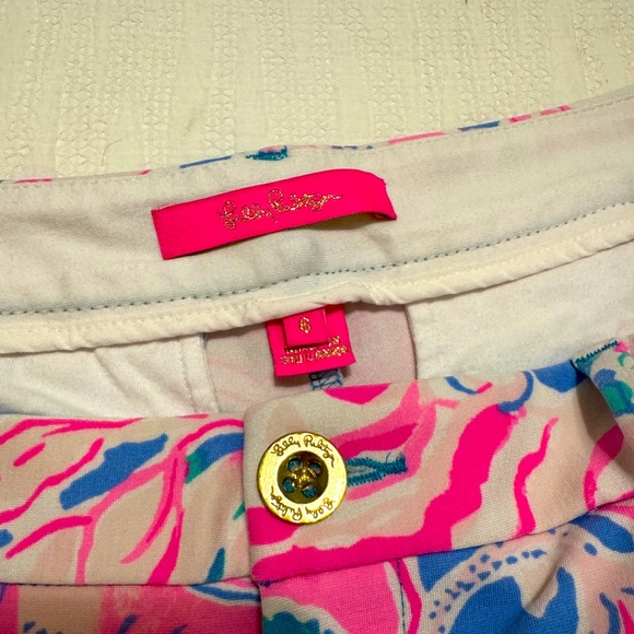 Lilly Pulitzer Blue Peri Pink White Floral Viva La Lilly Knit Callahan Shorts - Picture 5 of 6